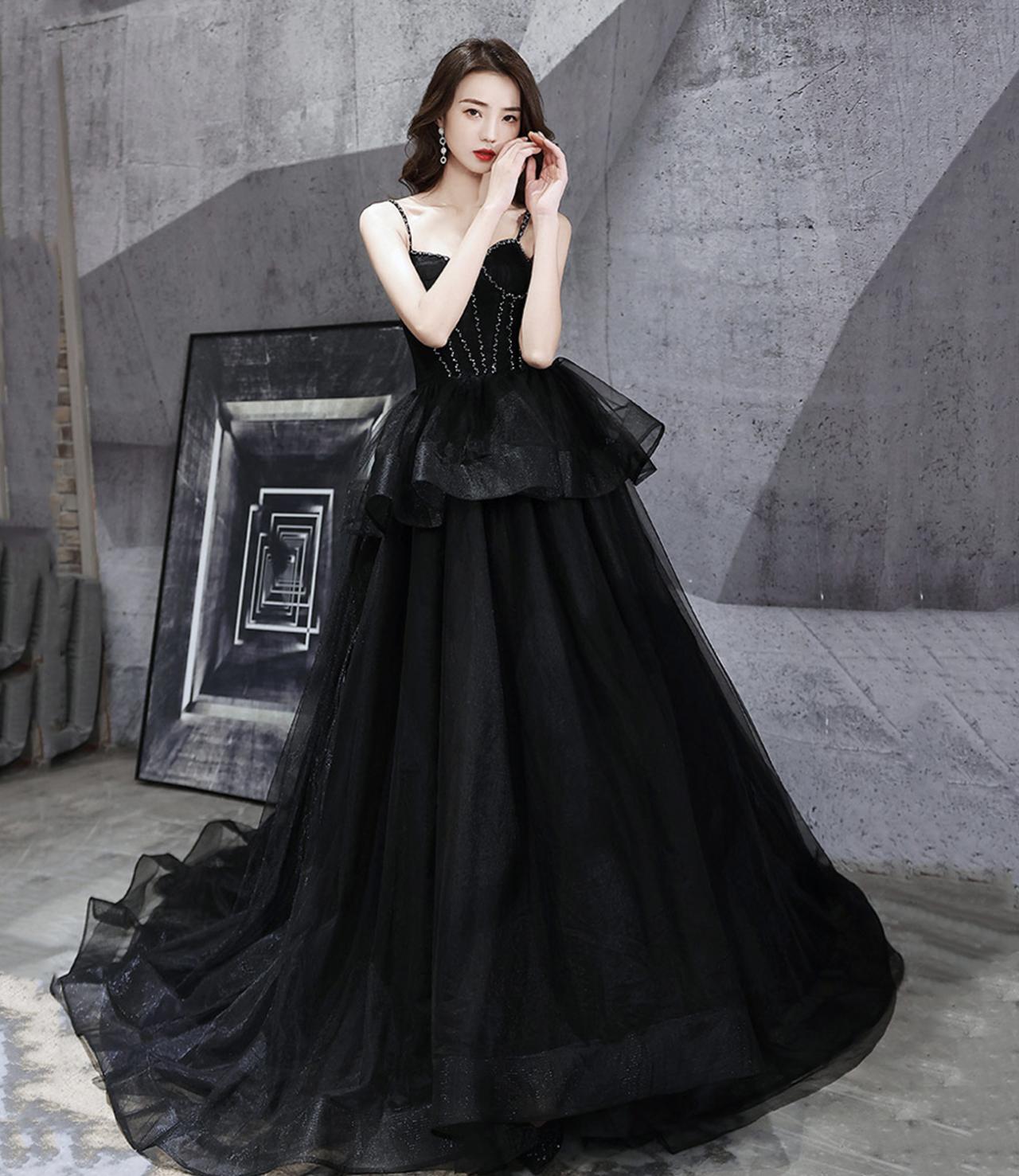 Black Tulle Long Ball Gown Dress Black Evening Dress on Luulla