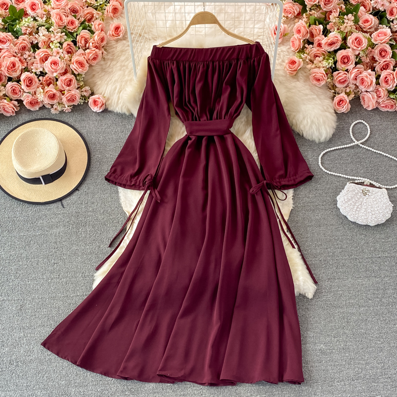 Cute A line long sleeve dress fashion dress