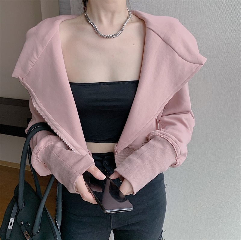 Stylish long sleeve hoodie short jacket