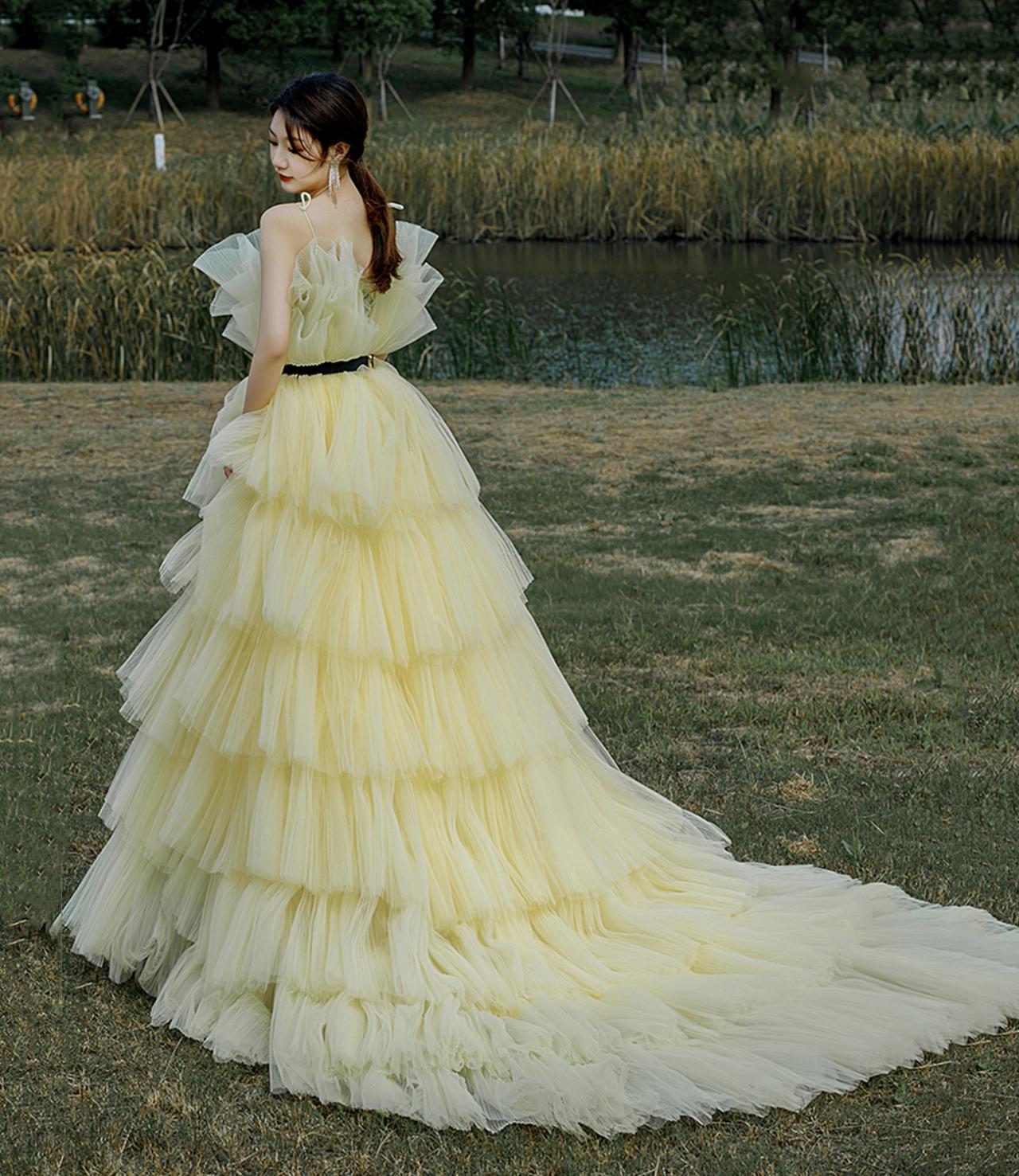 Red Tulle Long A line Ball Gown,Red Evening Dress Y3067 main image 1