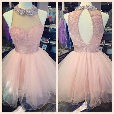 Light Pale Pink Homecoming Dress,baby Pink Prom Gown, Homecoming Gowns,sweet 16 Dress, Homecoming Dresses,lace Evening Dress
