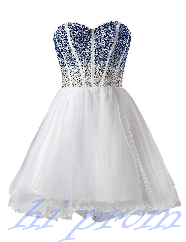 blue and white sweet 16 dresses