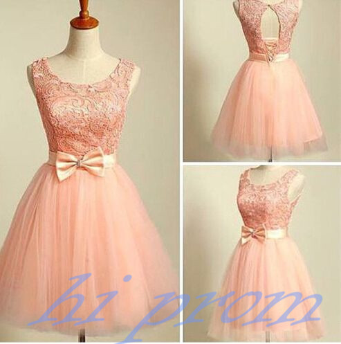 Blush Pink Homecoming Dress,short Tulle Prom Dresses,2015 Homecoming Gowns With Bow,homecoming Dresses 2015,winter Formal Dresses,lace Graduation
