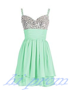 Mint Green Homecoming Dress,spaghetti Straps Homecoming Dresses,chiffon Homecoming Dress,beadings Party Dress,short Prom Gown,modest Sweet 16
