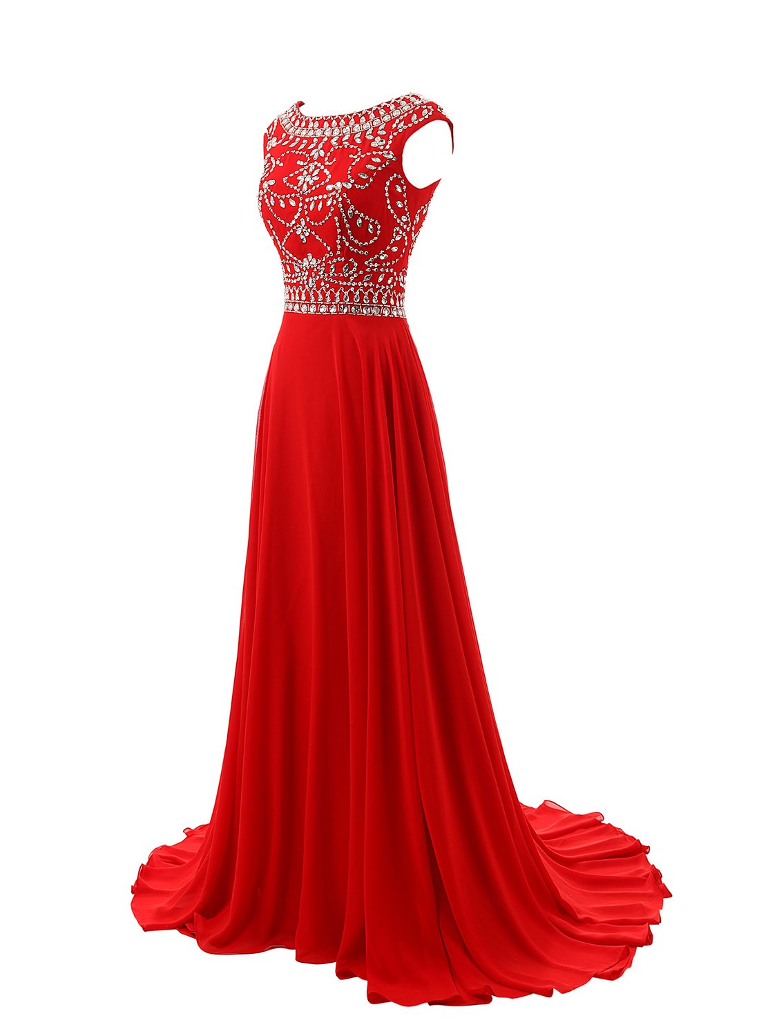 Red Prom Dresseselegant Evening Dresseslong Formal Gownsbeading 9170