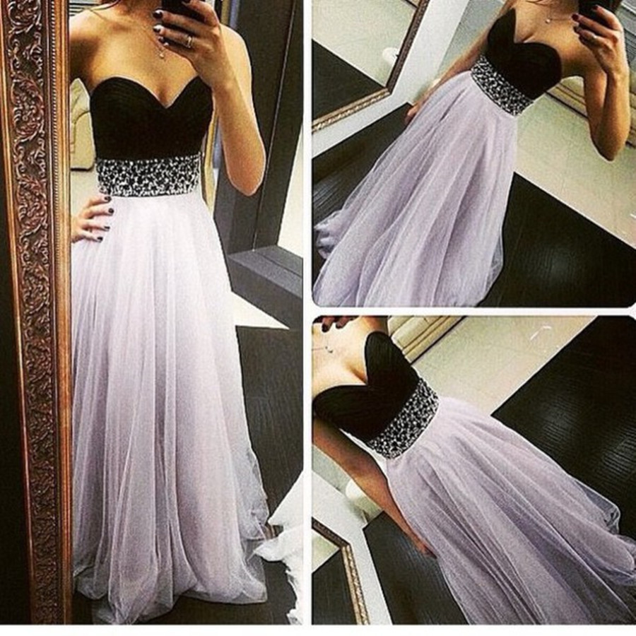 Fashion Prom Dresses,lavender Prom Dress,tulle Formal Gown,sweetheart Prom Dresses,black Evening Gowns,tulle Formal Gown For Teens