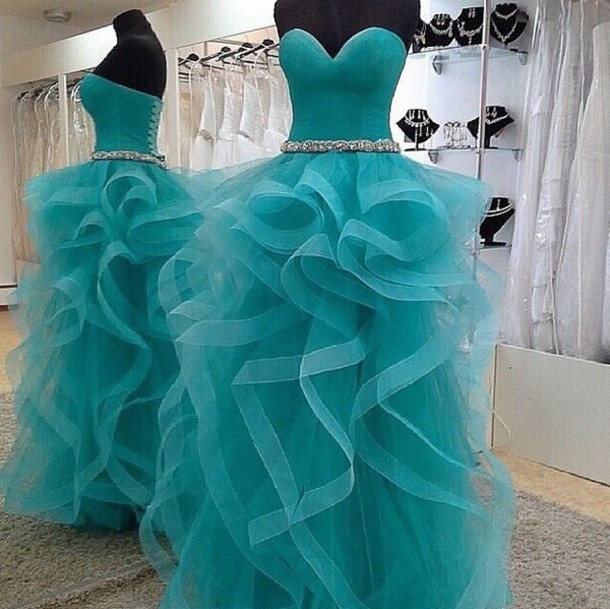 ruffled evening dress