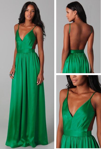 green backless maxi dress