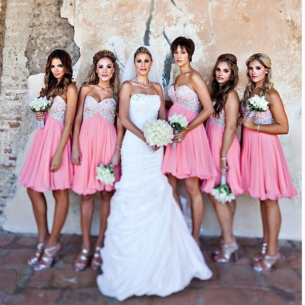 Pink Bridesmaid Dresses Short Bridesmaid Gown Summer Bridesmaid