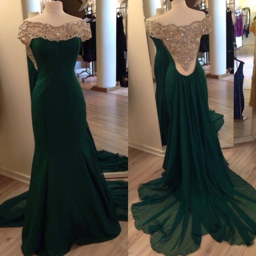 Hunter Green Prom Dresses,backless Evening Gowns,sexy Formal Dresses,open Back Prom Dresses,2016 Fashion Evening Gown,chiffon Evening