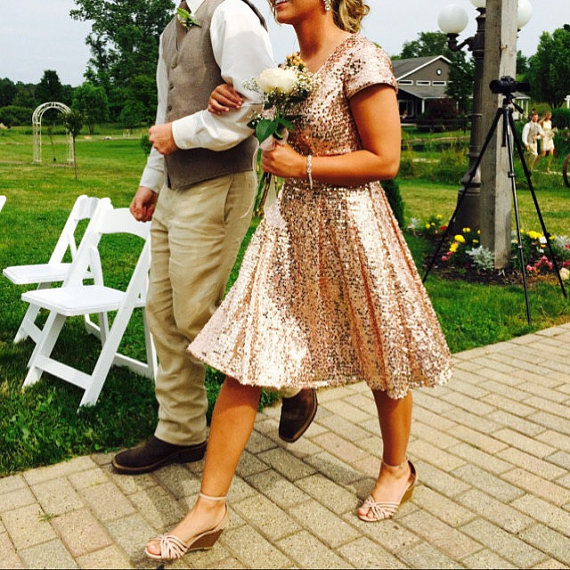 Sequin Bridesmaid Dress Knee Length Gown Sequined Sequin Bridesmaid Dress Knee Length Gown Sequined Gowns Sequins Dresses