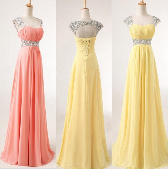 yellow and pink gown