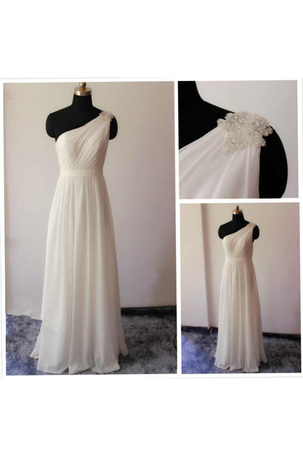 white one shoulder bridesmaid dress