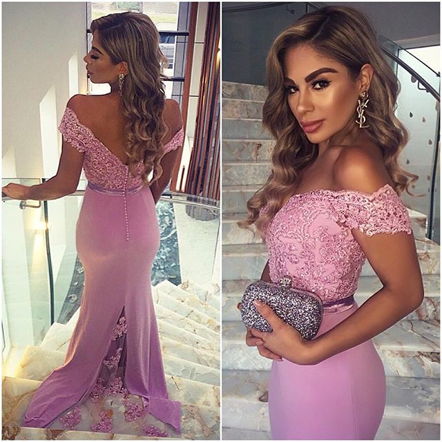 baby pink tight prom dress