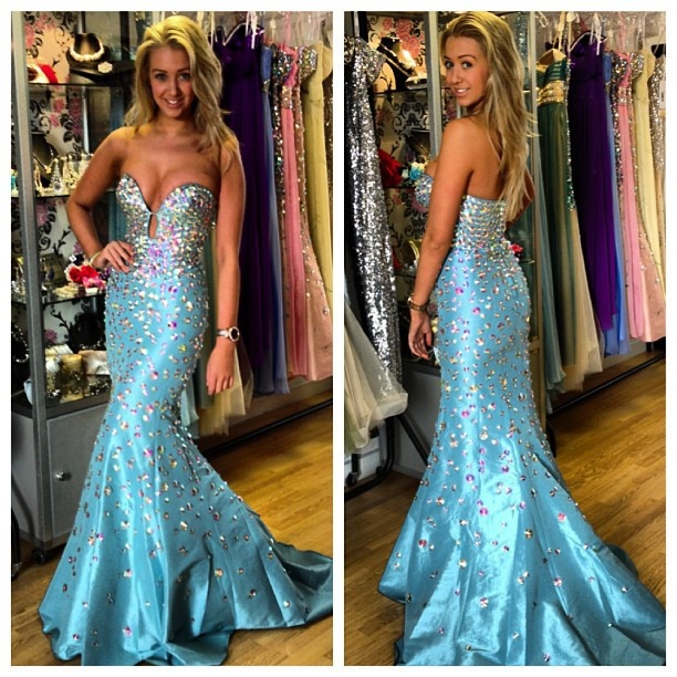 Blue Sparkly Mermaid Prom Dress