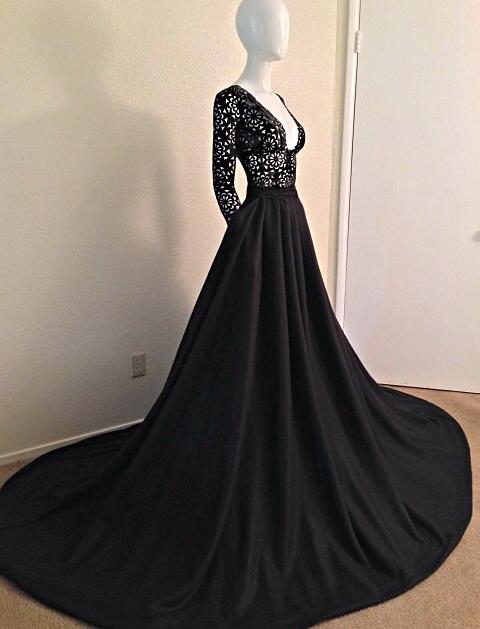 Black Prom Dresses with Sleeves