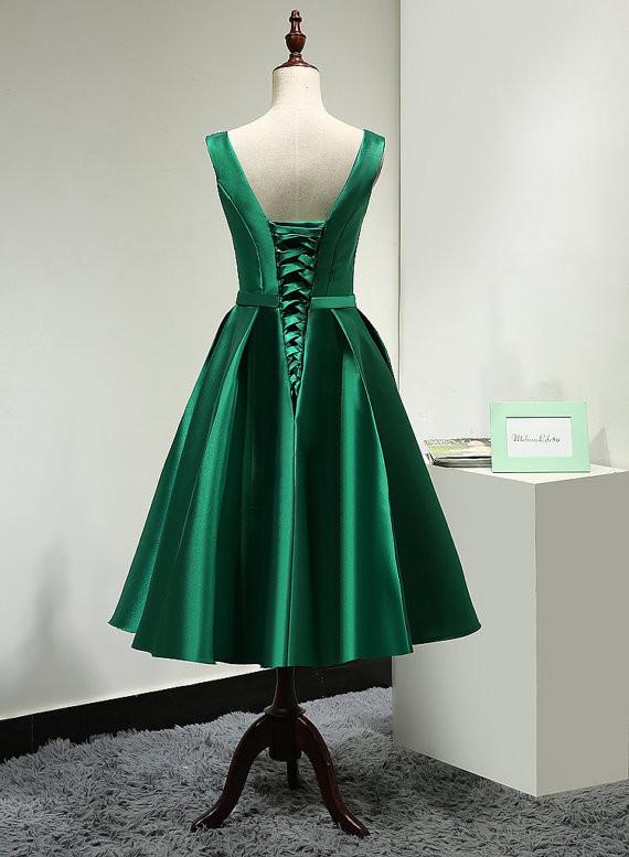 Green Homecoming Dress,Green Homecoming Dresses,Satin Homecoming Dress ...