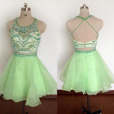 Mint Green Homecoming Dress,2 Piece Homecoming Dresses,Homecoming Gowns,Short Prom Gown,Sweet 16 Dress,Homecoming Dress,2 pieces Cocktail Dress,Two Pieces Evening Gowns