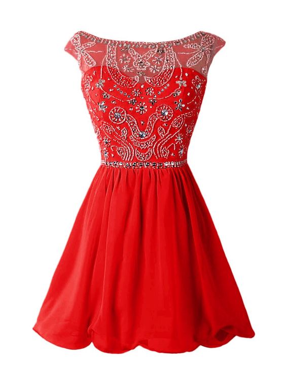 Red Homecoming Dress,Chiffon Homecoming Dresses,Short Prom Dress,Red Beading Evening Dress,Sexy Prom Dress,Modest Homecoming Gowns,Elegant Prom Dress,Boat Cocktail Gowns