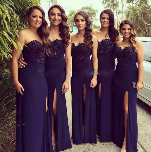 maid of honor navy blue dresses