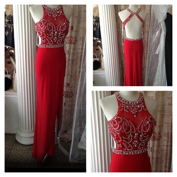 Red Prom Dresses,Open Back Prom Gowns,Backless Prom Dresses,Sparkle Party Dresses,Long Prom Gown 