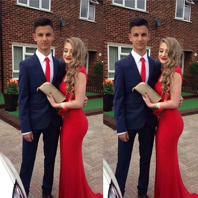 Navy Red Formal Dress