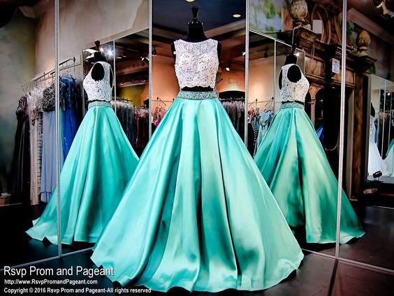 Mint Green Prom Dresses 2 Piece Prom Gowns 2 Piece Prom Dresses Lace Prom Dresses Mermaid Prom Gown On Luulla