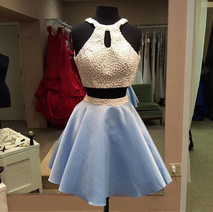 two piece light blue dress