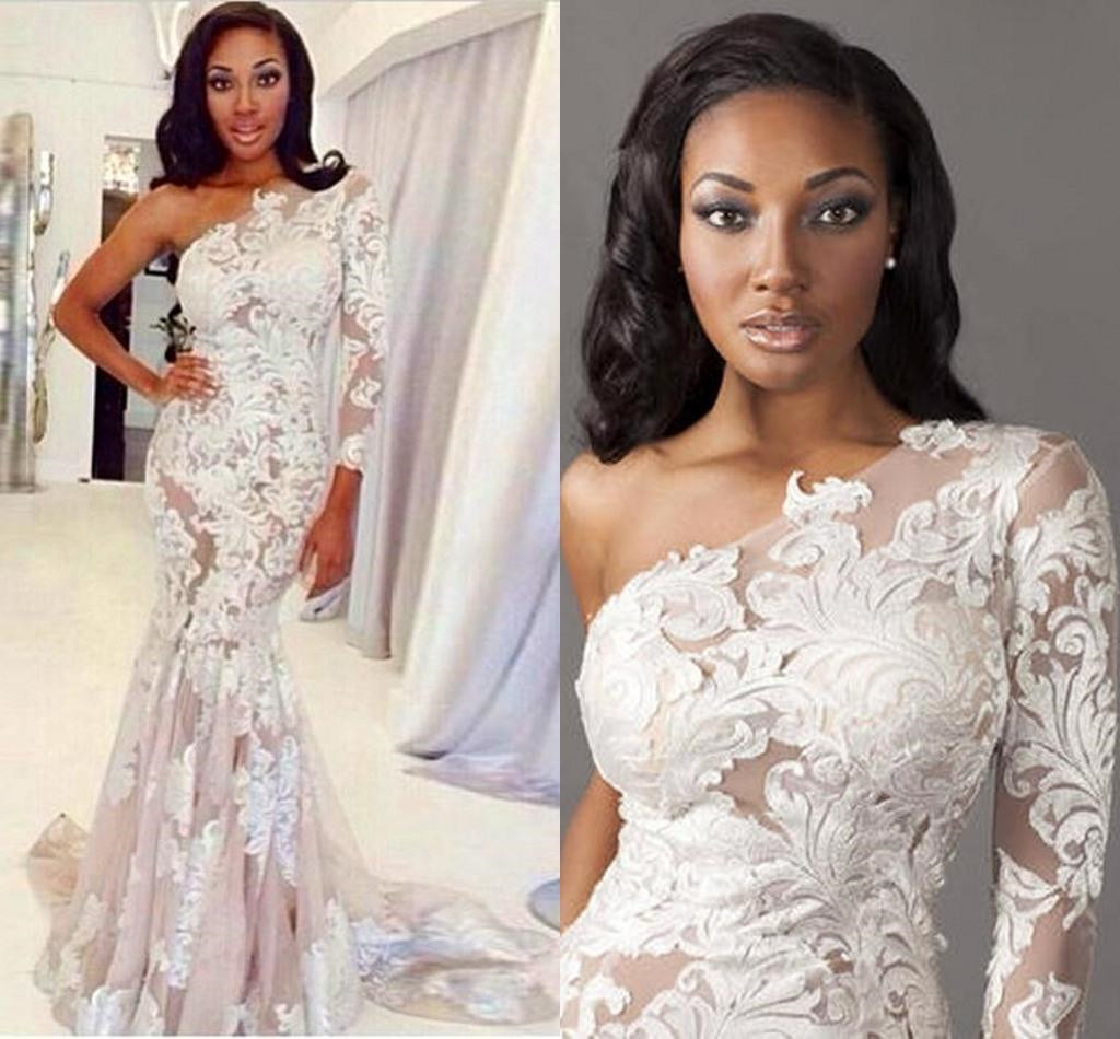 One Shoulder Wedding Dress Lace Carley Connellan