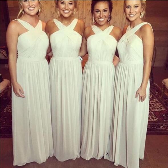 Prom Dress Charming Chiffon Bridesmaid Dress Long Cream Color