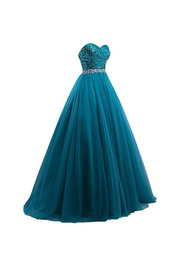 Sexy Tulle Sequin Ball Gown Prom Dresses Evening Gown on Luulla