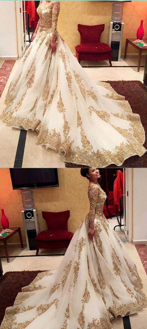 Prom Dresses Tulle with Gold