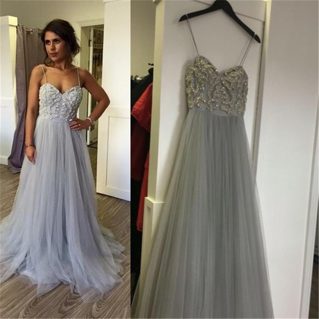 silver tulle gown
