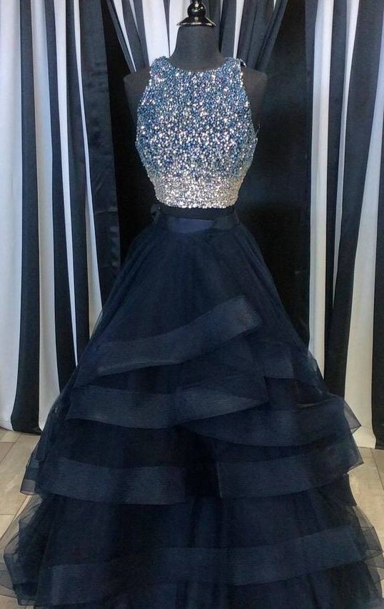 navy ball gown prom dress