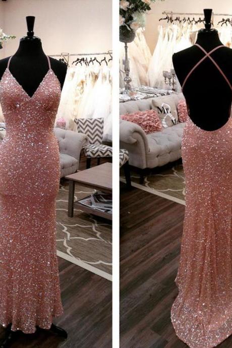 glitter prom dress, v neck prom dress,sequins gowns,mermaid evening gowns,sparkly dress