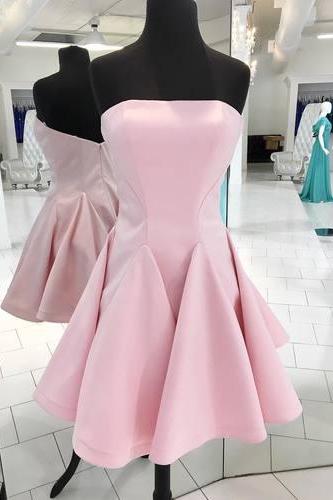 Strapless Short Pink Homecoming Dress Party Dress