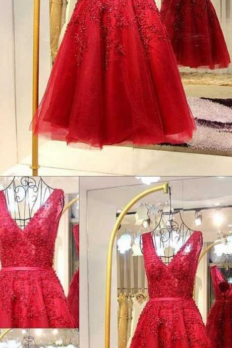 red homecoming dresses,knee length homecoming dresses,low back homecoming dresses with lace,short red homecoming dresses