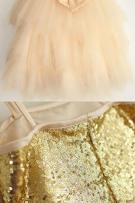 sparkle flower girl dresses, fashion party dresses, cute wedding party dresses with bow for baby girl