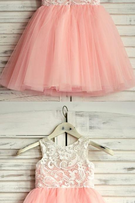 cute pink flower girl dresses, fashion party dresses for girls, simple gowns for baby girl