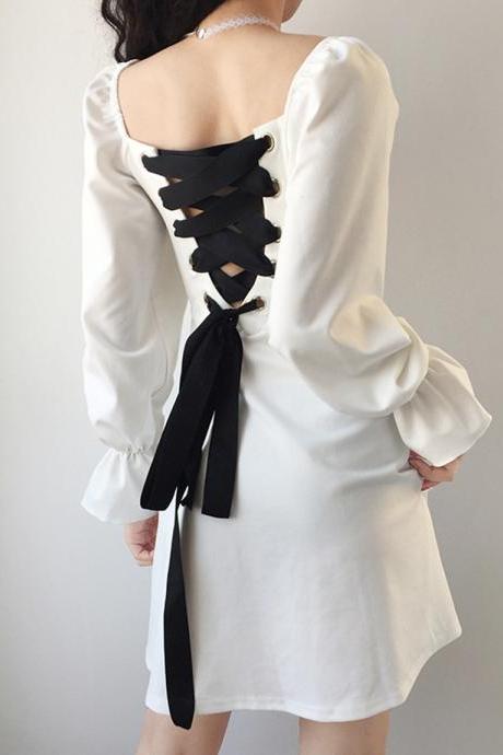 A line long sleeve little dress black dress