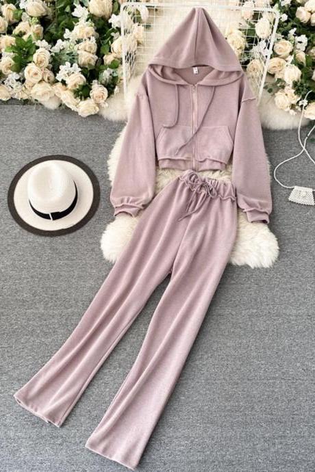 Stylish two-piece sets cute long-sleeved hoodie + loose pants