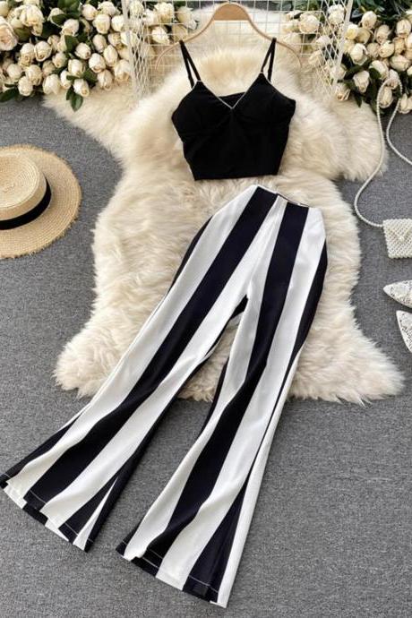 Stylish two pieces sets striped suit