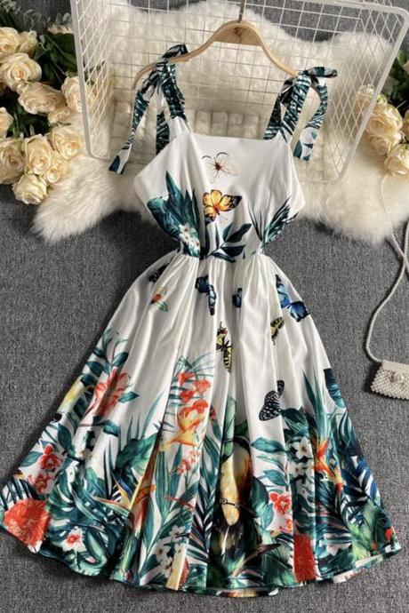 Cute A line floral dress fashion dress