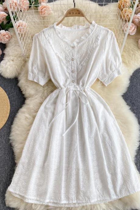 Sweet A line white lace summer dress 
