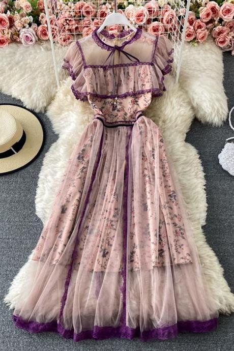 Beautiful Embroidered ruffles summer dress lace dress 