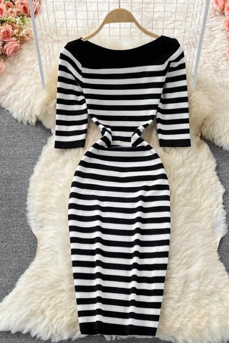 Cute striped knitted dress