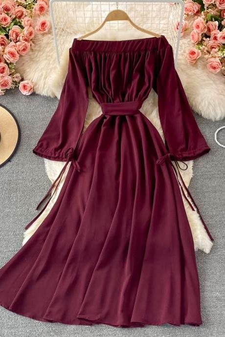 Cute A line long sleeve dress fashion dress
