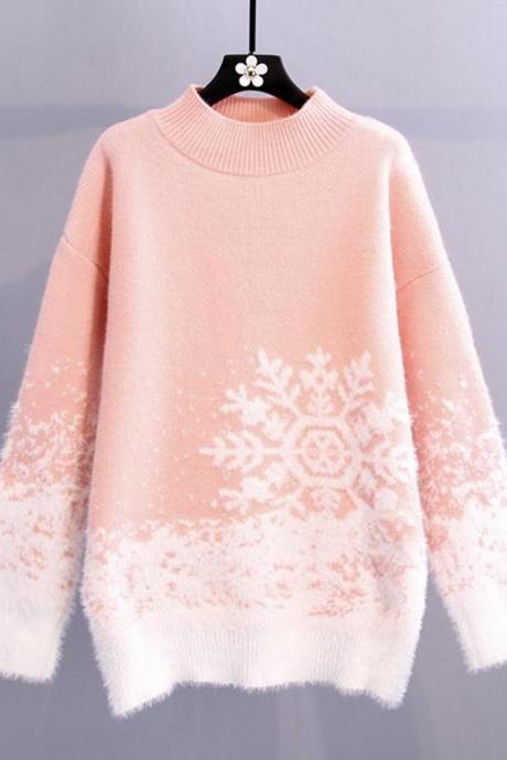 Cute snowflake long sleeve sweater