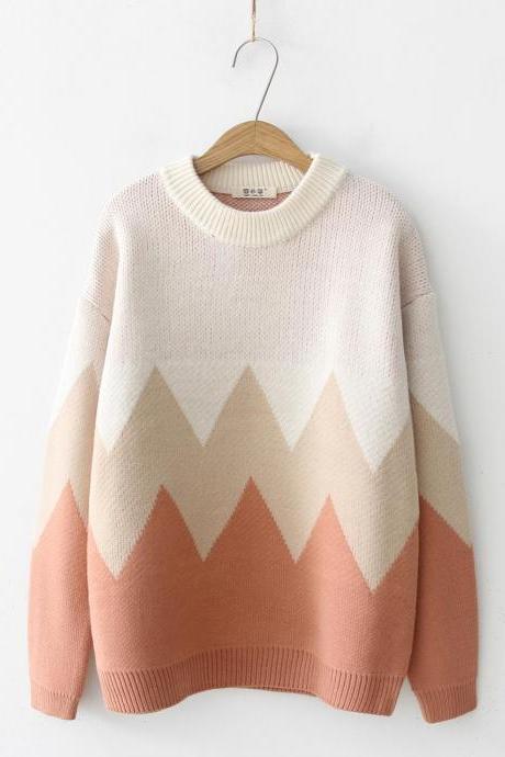 Cute round neck long sleeve sweater