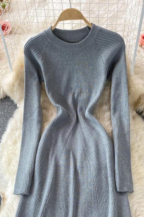 Simple long sleeve sweater dress
